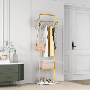 Metal Coat Rack Stand Granite Base Hall Tree by Genux