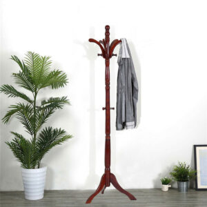 Wood Coat Rack Stand Adjustable Hall Tree Entryway by Genux