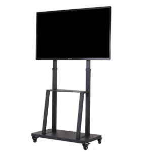 Rolling TV Stand with 2-Tier Shelf Adjustable Mount by Genux