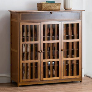 4-Tier Bamboo Shoe Rack Cabinet with Doors