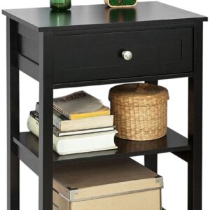 Bedside Table with 1 Drawer and 2 Shelves by Topline