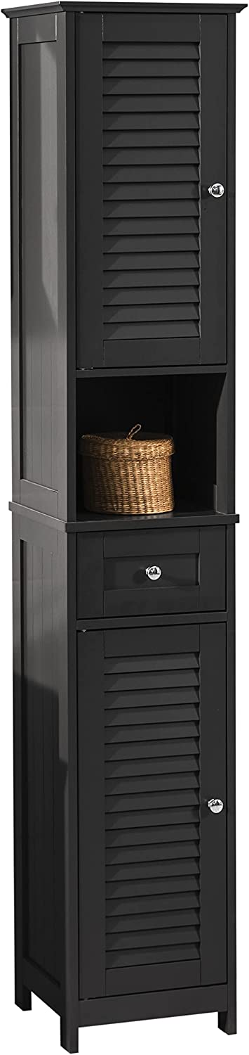 Tall Bathroom Cabinet 170 x 32 x 30 cm (Black) by Topline Tall Bathroom Cabinet 170 x 32 x 30 cm (Black) by Topline