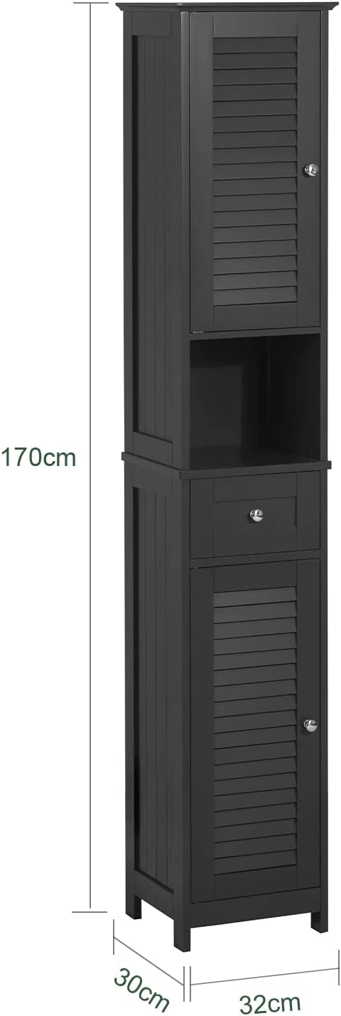 V178-86906-86906_4_C8qAHuyEix-03 Tall Bathroom Cabinet 170 x 32 x 30 cm (Black) by Topline - Image 4