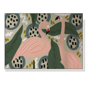 Art 90cmx135cm Flamingo White Frame Canvas by Artime
