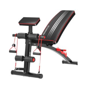 Adjustable FID Home Gym Bench with Preacher Curl Pad by Powertrain
