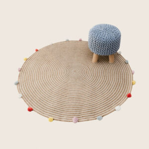 Hand Knitted Cotton Braided Foot Rest Sitting Stool Ottoman (Light Grey) by La'Grace Home