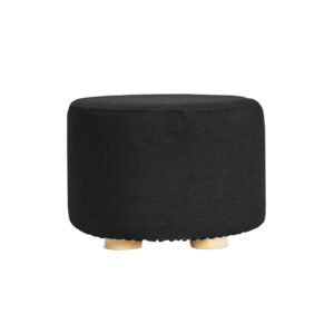 Ottoman Round Wooden Leg Foot Stool - BLACK by La Bella