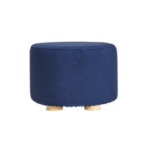 Ottoman Round Wooden Leg Foot Stool - DARK BLUE by La Bella