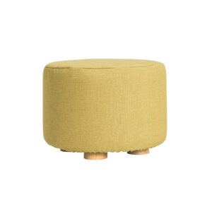 Ottoman Round Wooden Leg Foot Stool - MUSTARD YELLOW by La Bella
