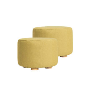 Fabric Ottoman Round Wooden Leg Foot Stool - Mustard Yellow by La Bella
