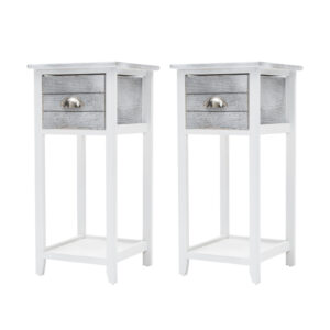 Bedside Table Drawer Vintage Side Table Storage Cabinet VALERIE GREY by La Bella