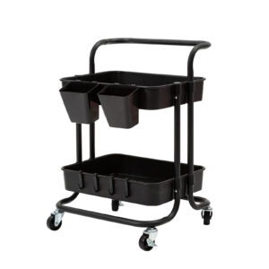 Cart Storage Utility Rack Shelf Organiser Swivel Kitchen 2 Tier BLACK by Kandoka