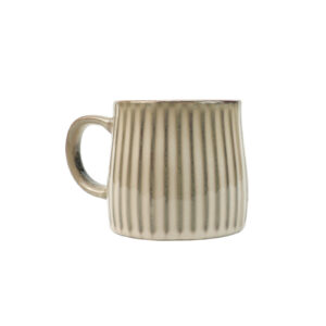 Ceramic Stoneware Ribbed Stripe Mug 460ml Matt EARTHY BROWN by Lanci Aristo