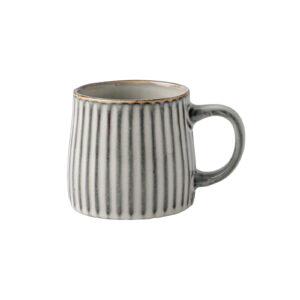 Ceramic Stoneware Ribbed Stripe Mug 460ml Matt EARTHY GREY by Lanci Aristo