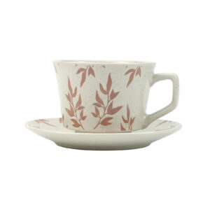 Ceramic Stoneware Speckle Cup & Saucer Set 380ml Floral Tea Spoon EARTHY RED by Lanci Aristo