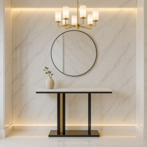 Ave - Pandora Stone Marble Console - Marble & Black by Interior Ave