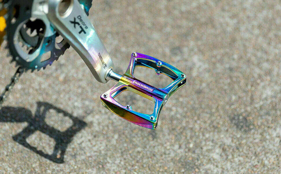 V382-MCOLOURFLATPEDRB-73060-02 Pedal Butterfly BMX MTB Ultralight 156g Multi Colour Tri Bearing Stud Pin Grips Rockbros by Rockbros - Image 3