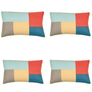 of 4 Geo Beige Block Design Rectangle Cushion Cover 30cm x 50cm by En