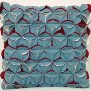 Aqua Blue & Red 3D Texture Cushion Cover by Pad