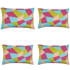 of 4 Geo Green Geometric Design Rectangle 40x60cm Cushion Covers by En