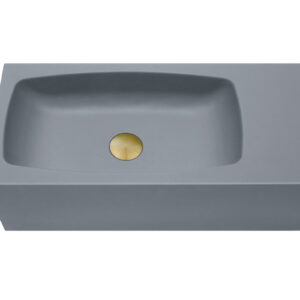 Concrete Cement Wash Basin Counter Top Matte Dark Grey Wall Hung Curved Basin by Mito