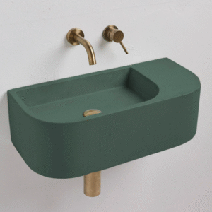 Concrete Cement Wash Basin Counter Top Matte Lake Green Wall Hung Basin by Mito