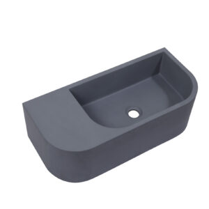 Concrete Cement Wash Basin Counter Top Matte Dark Grey Wall Hung Basin by Mito