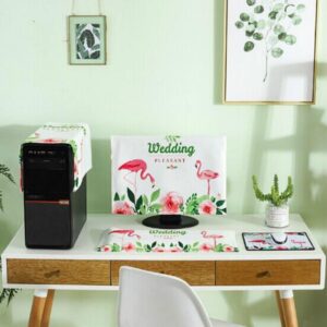 3-in-1 Desktop Pc Dust Cover - Fits 20-22 Inch - Flamingo by Parallel Deals