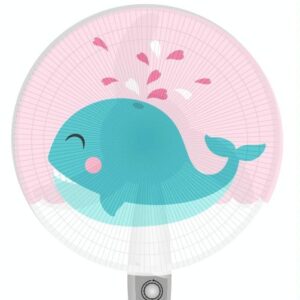 Cartoon Children's Electric Fan with All-inclusive Mesh Protection Net and Anti-pinch Hand Cover - Blue Whale by Parallel Deals