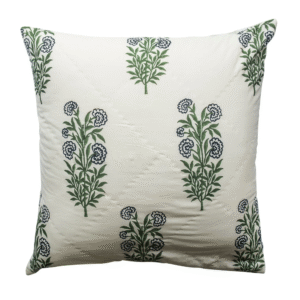 Iris Quilted Euro Sham Set Super Quality Cotton Quilted Front - Green by Kolka