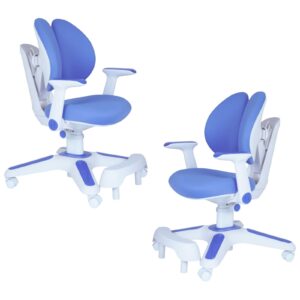 Children Kids Study Chair Set of 2 Height Adjustable - Blue by Br Home
