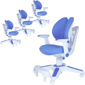 Children Kids Study Chair Set of 4 Height Adjustable - Blue by Br Home