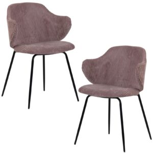 of 2 Dining Chairs with Corduroy Cord Fabric in Pink by Br Home