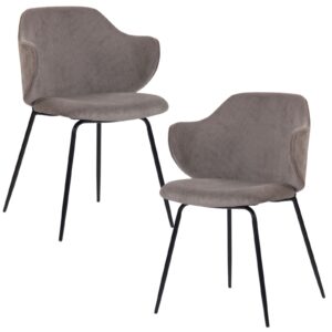 of 2 Dining Chairs with Corduroy Cord Fabric in Grey by Br Home