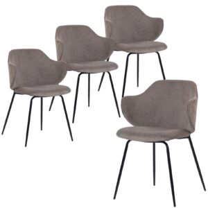 of 4 Dining Chairs with Corduroy Cord Fabric in Grey by Br Home