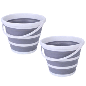 10L Foldable Collapsible Bucket Silicone Hiking/Camping/Fishing - Grey/White by Br Home