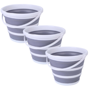 10L Foldable Collapsible Bucket Silicone Hiking/Camping/Fishing - Grey/White by Br Home
