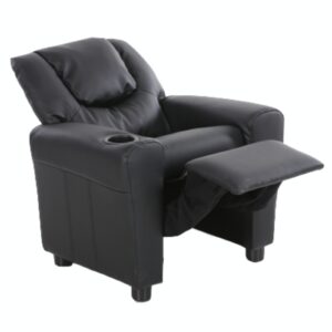Kids Recliner Chair Sofa Children Lounge Couch PU Armchair - Black by Br Home