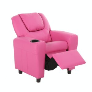 Kids Recliner Chair Sofa Children Lounge Couch PU Armchair - Pink by Br Home
