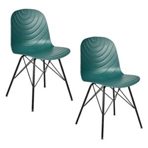 of 2 Modern Republica Dining Chair Living Office Furniture Seat Scandi - Dark Green by Br Home