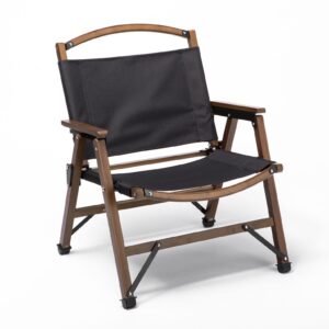 Canvas Foldable Outdoor Camping Chair Wooden Travel Picnic Park - Black by Orient