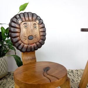 Wooden Chair Lion by Mango Trees