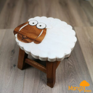 Wooden Stool Long Ear Sheep by Mango Trees