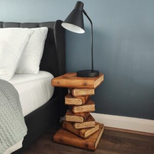 Stack Bedside Table/Corner Table/Plant Stand Raintree Wood Natural Finish by Mango Trees