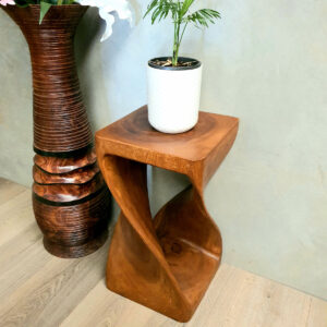 Twist Raintree Wood Side Table/Corner Table/Planet Stand NB Finish by Mango Trees