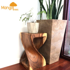 Twist Raintree Wood Side Table/Corner Table/Planet Stand Clear Finish by Mango Trees