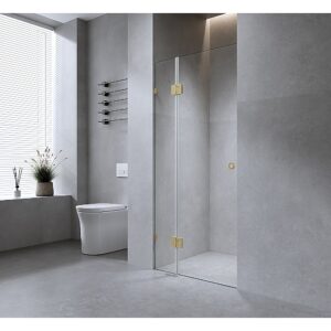 Wall to Wall Frameless Shower Screen with White Brackets and SS Hinges by Della Francesca