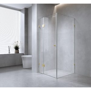Corner Frameless Shower Screen with White Brackets and SS Hinges