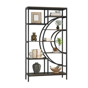 8-Tier 71-Inch Industrial Geometric Bookcase with Metal Frame by Unbranded