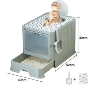Cat Litter Box with Drawer - Enclosed Design
